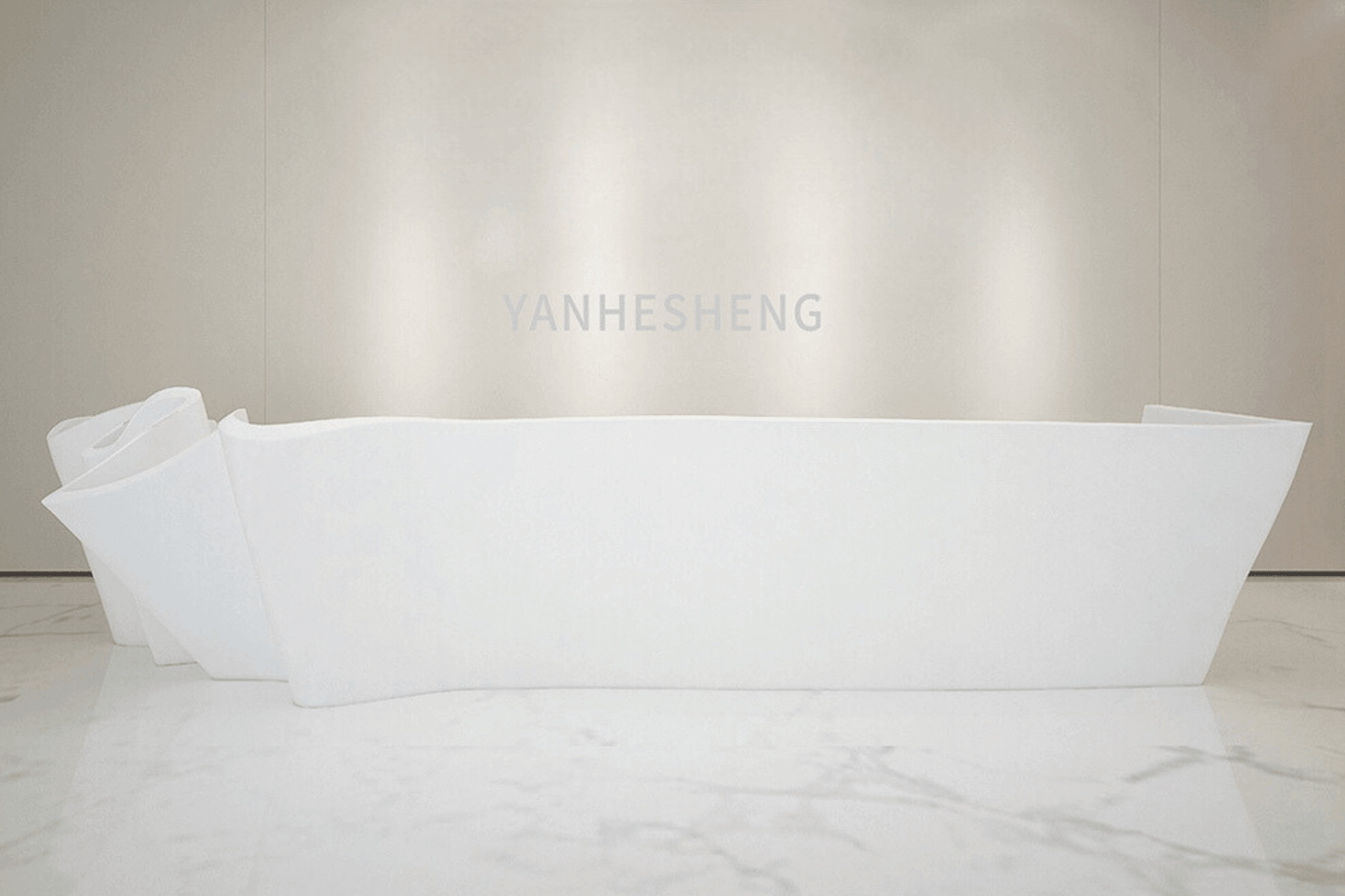YHS Custom solid surface stone Reception Desk White Personalized Creative Modern