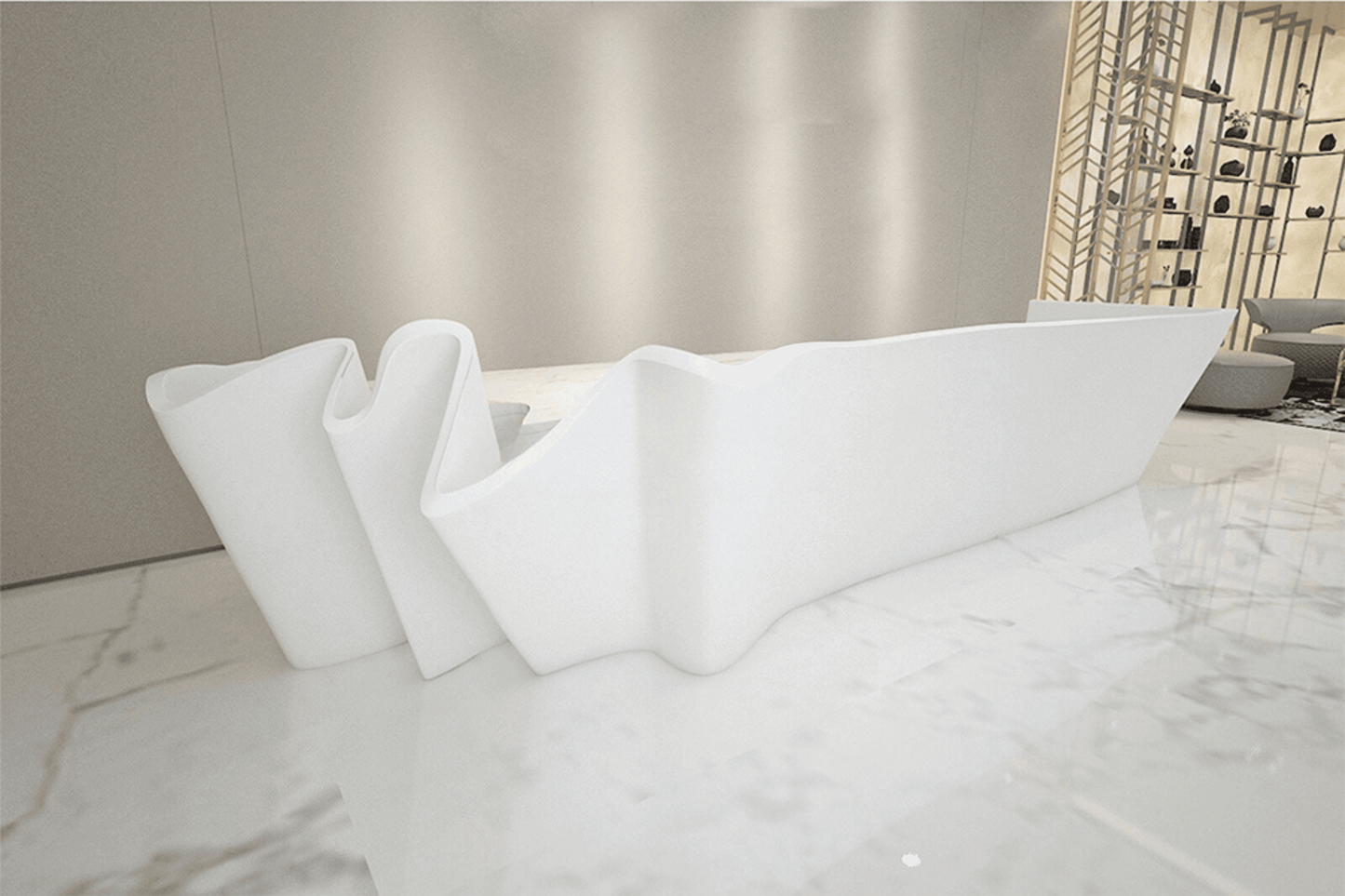 YHS Custom solid surface stone Reception Desk White Personalized Creative Modern
