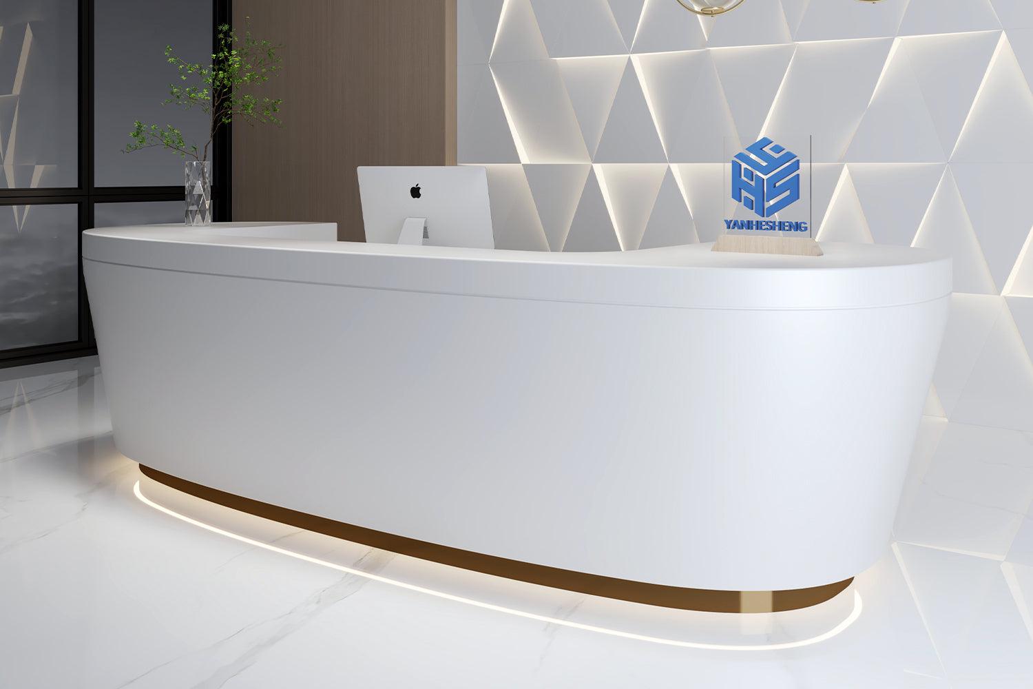 white reception desk office small l shaped reception desk dimensions gold skirting