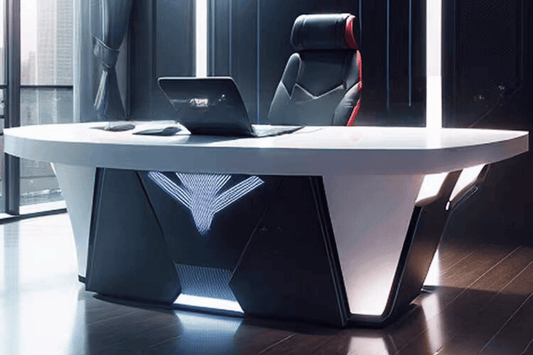 YHS Custom solid surface stone manager desk Black Creative Technology