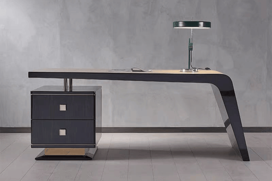YHS Custom solid surface stone Manager Desk Black Creative Shaped