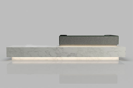 YHS Custom solid surface stone Reception Desk Gray Marbled Simple
