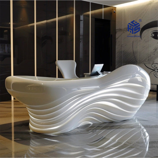 YHS Custom solid surface stone manager desk Modern White Design Sense
