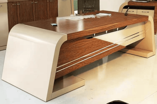 YHS Custom solid surface stone manager desk Curved Light Luxury Desk