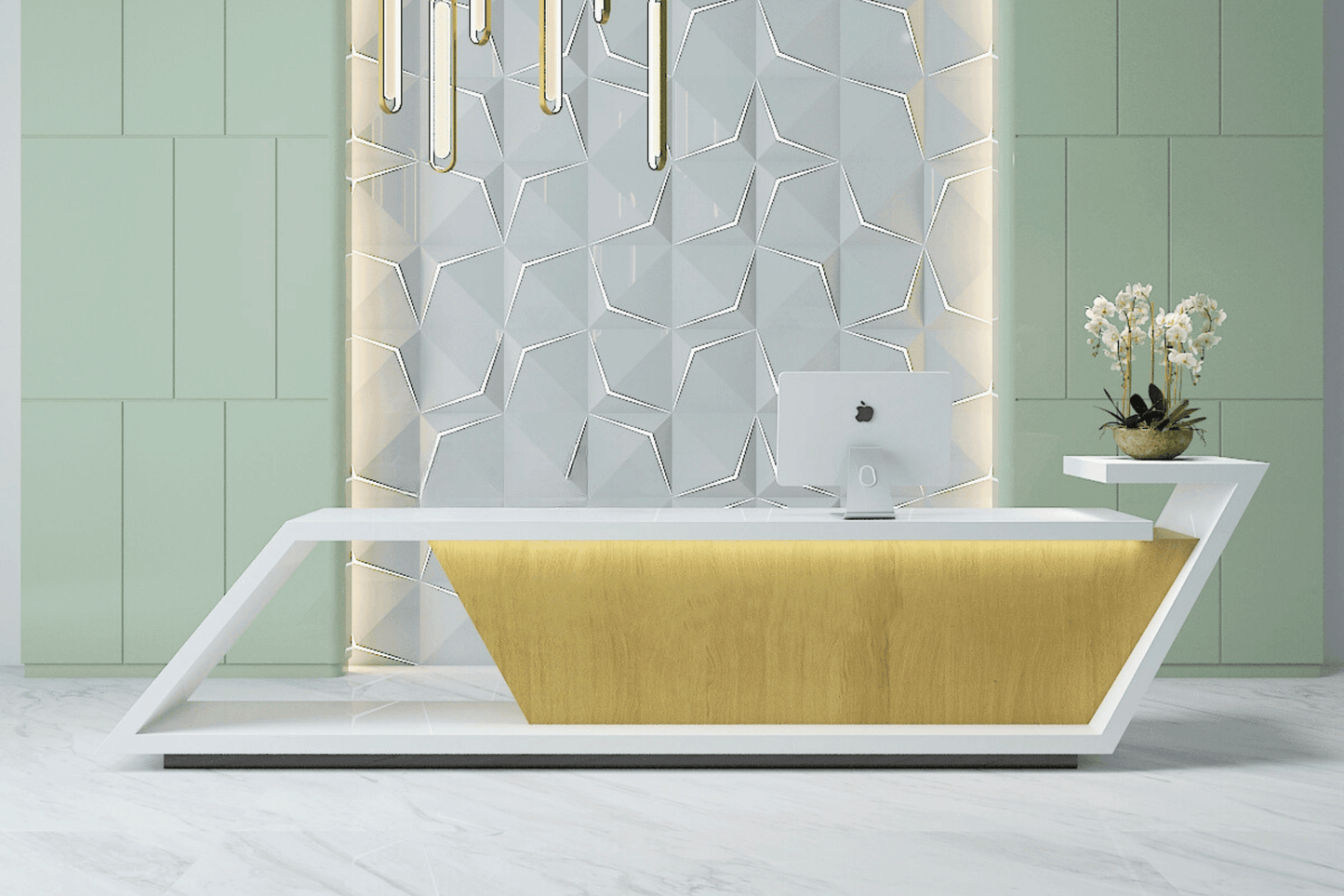 YHS Reception Desk White Creative Corporate Front Desk