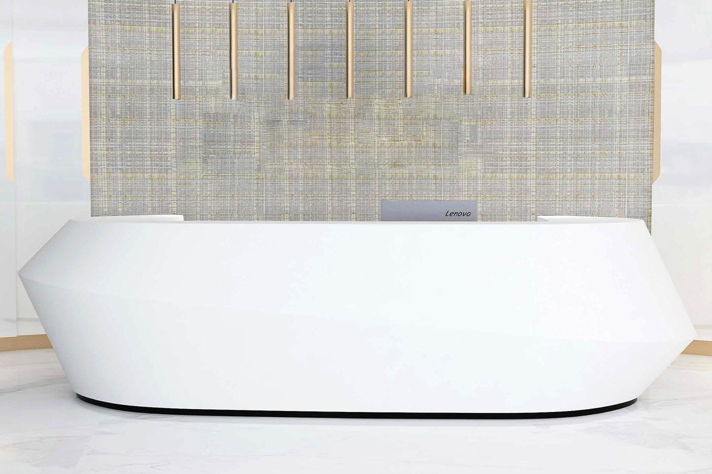 YHS Custom solid surface stone Reception Desk Simple Modern White Round