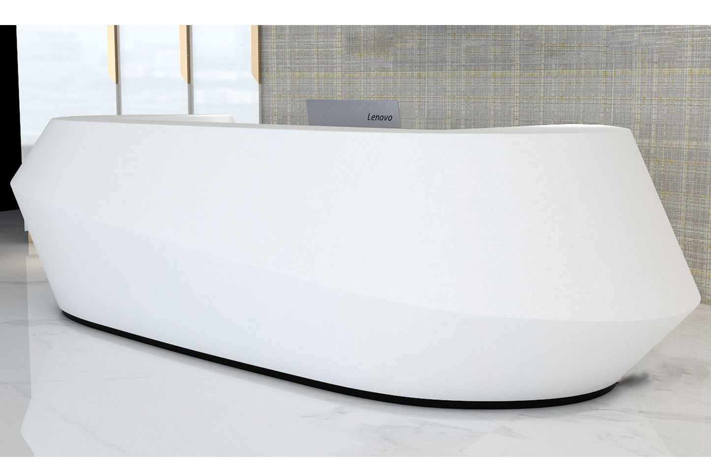 YHS Custom solid surface stone Reception Desk Simple Modern White Round
