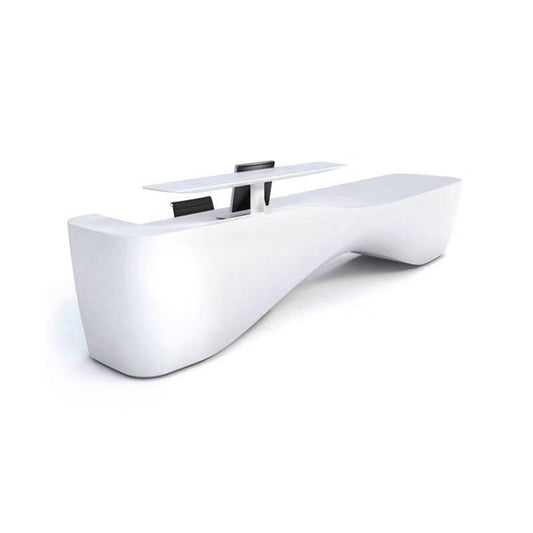 YHS Custom solid surface stone Reception Desk White Shaped Creative