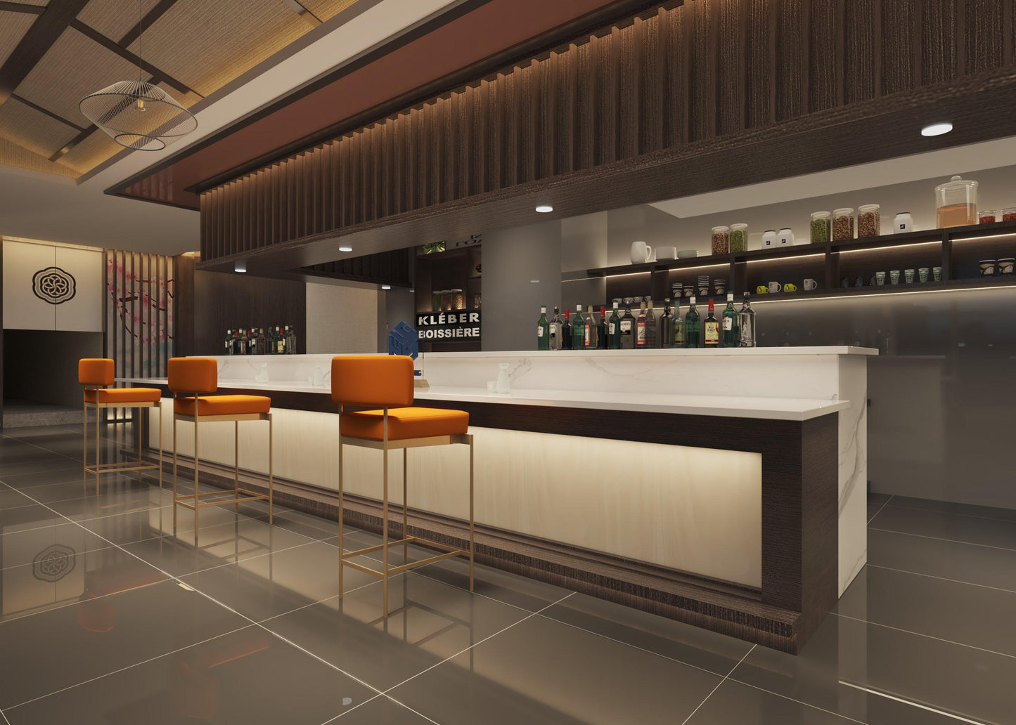 YHS LED marble white solid surface bar counter modern Wine bar