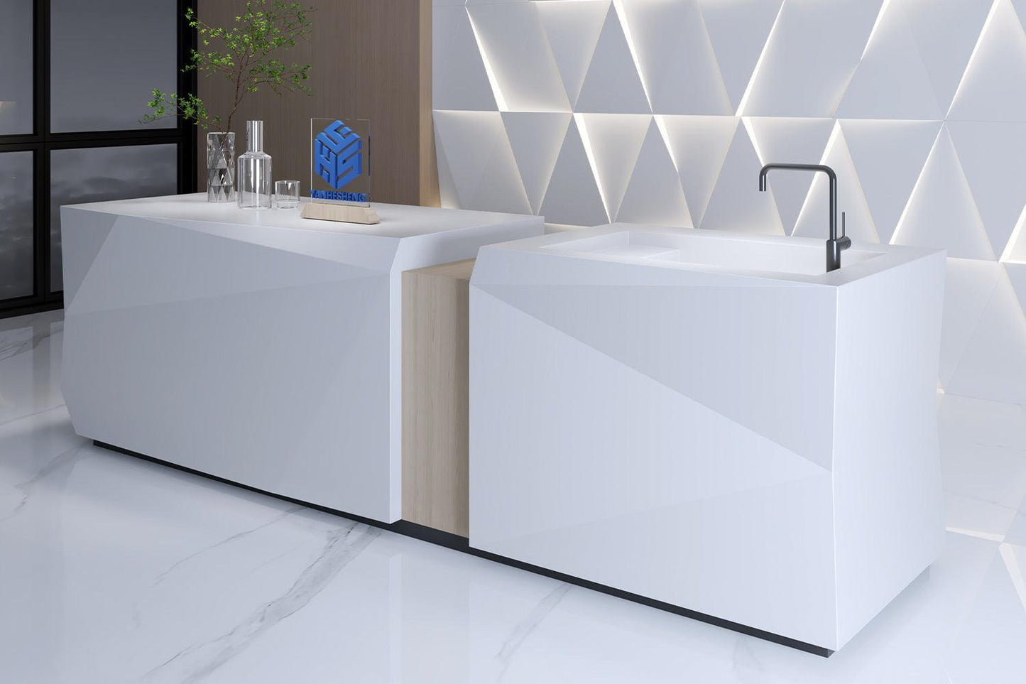YHS buffer counter diamond for kitchen island white