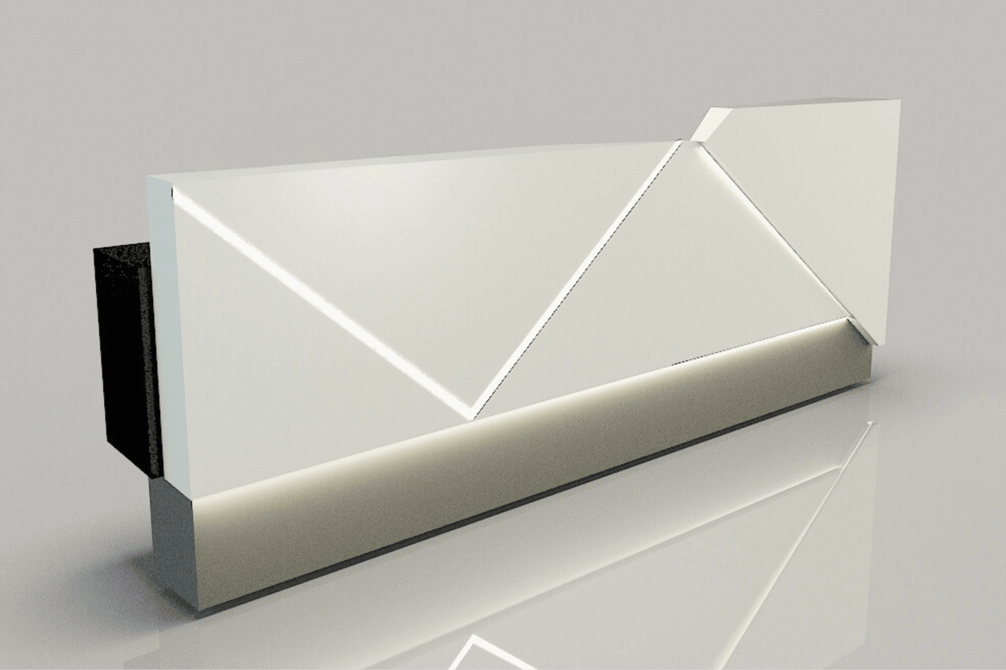 YHS Custom solid surface stone Reception Desk LED Light Luxury Style