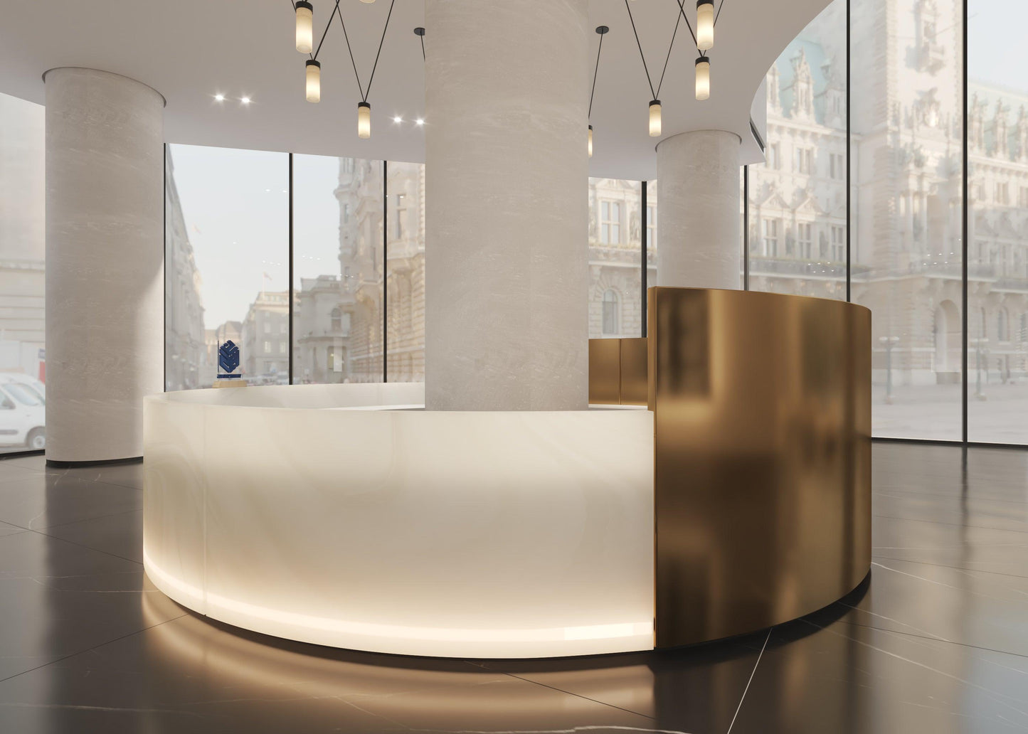 YHS Translucent marble bar counter commercial modern solid surface