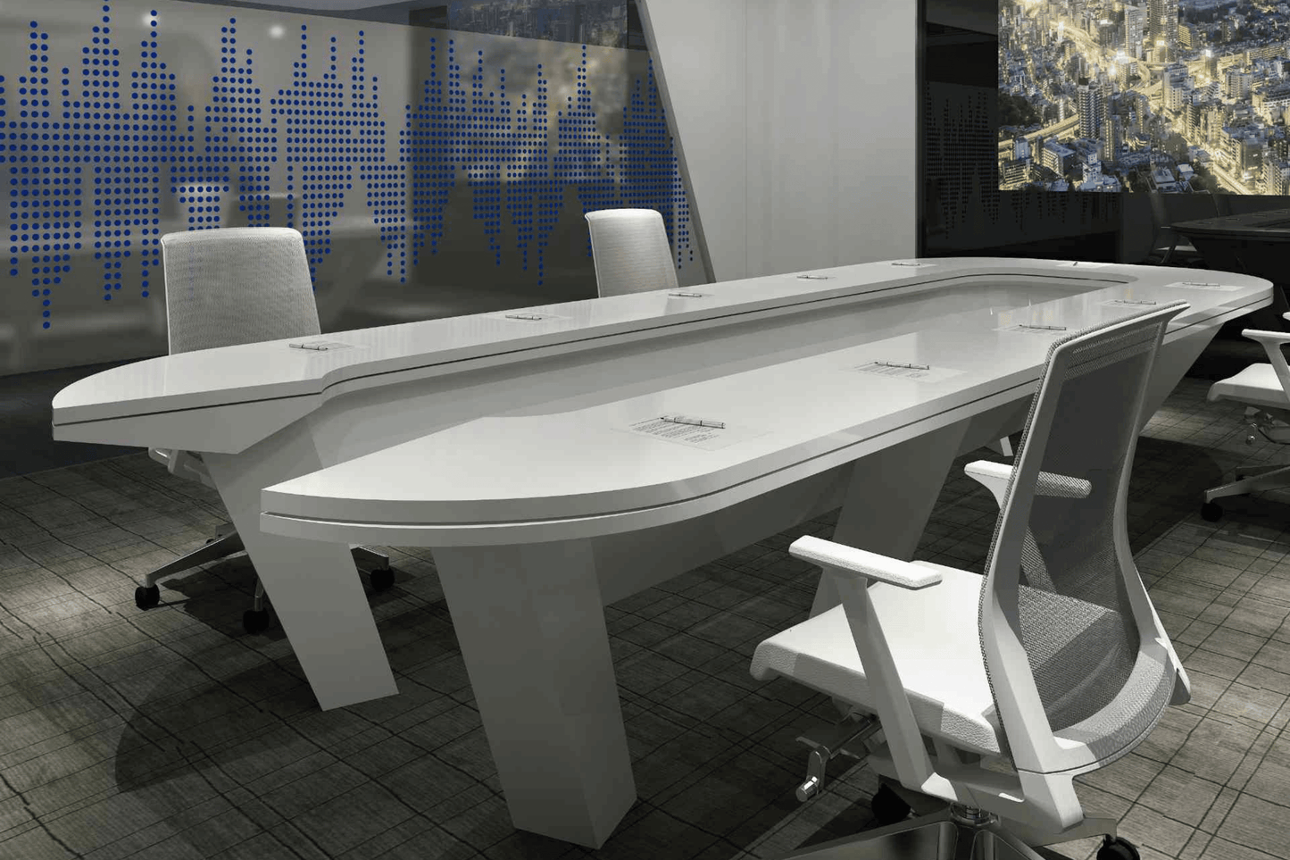 conference table and chairs modern  folding oval white 12person 420cm