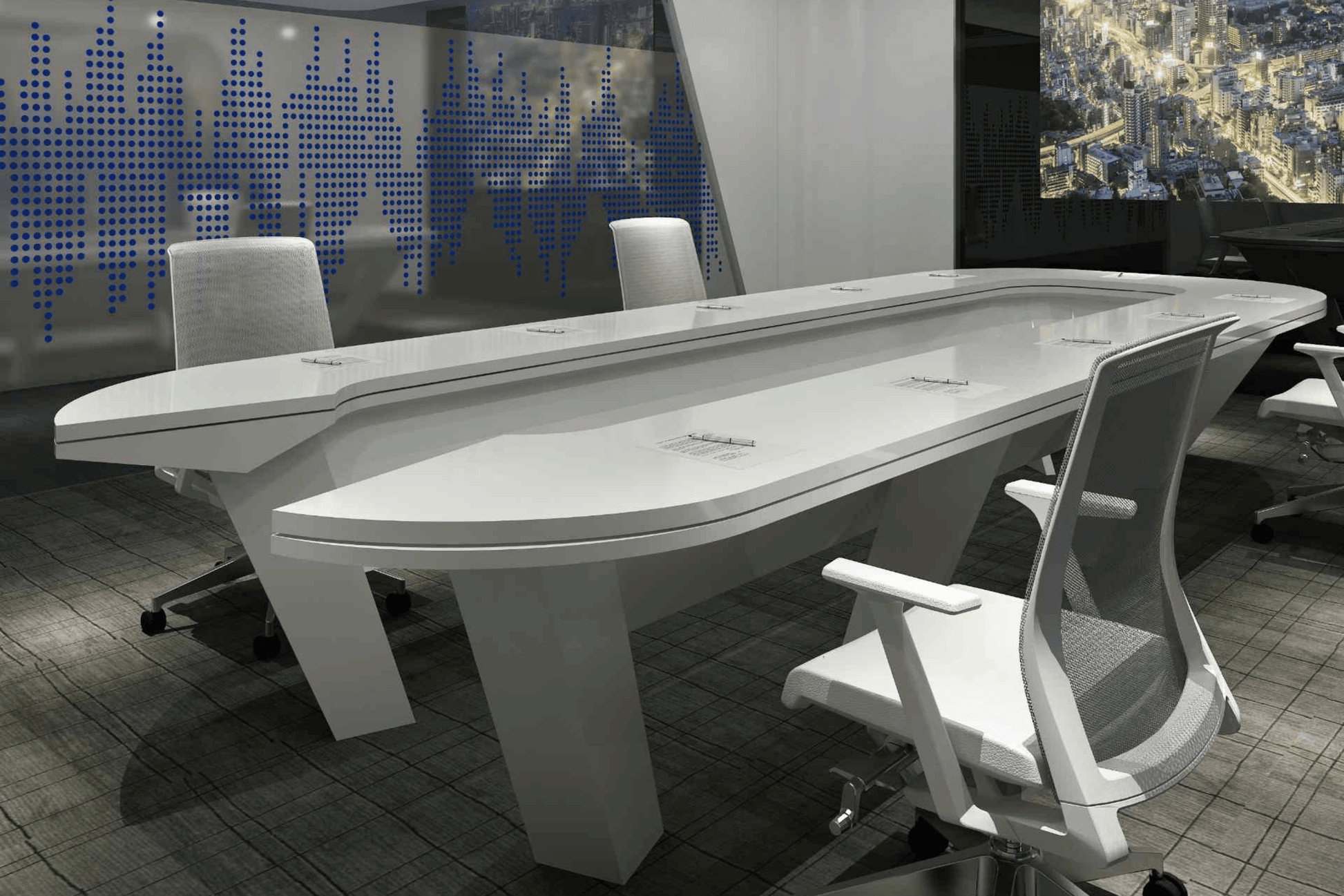 conference table and chairs modern  folding oval white 12person 420cm