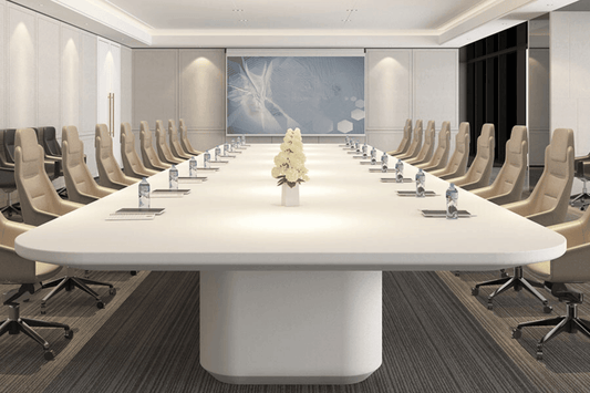 white solid surface stone table for conference conference room table and chairs i shape20person use